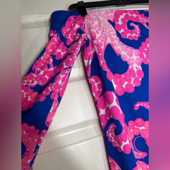 Lilly Pulitzer Laurana Ikat Blue Mocean Engineered Off Shoulder Jersey Dress - Picture 4 of 6